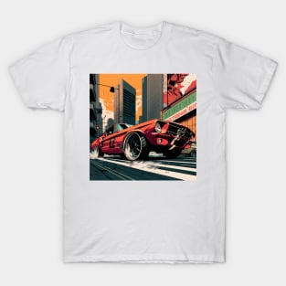 Comic Classic Mustang Drift Print T-Shirt